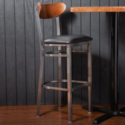 Best reviews of ???? LT&S Boomerang Series Lancaster Table & Seating Boomerang Bar Height Clear ???? Coat Chair With Black Vinyl Seat And Antique Walnut Back ????