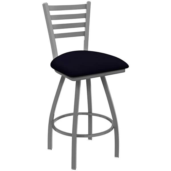 Cheapest 👍 Holland Bar Stool Holland Barstool XL 410 Jackie 30" Ladderback Swivel Bar Stool With Anodized Nickel Finish And Canter Twilight Seat 🌟