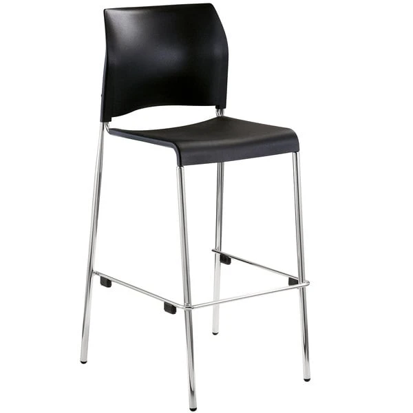 Best Sale 👏 National Public Seating 8810B-11-10 Cafetorium 44 5/8" Black Stackable Bar Stool With Plastic Seat And Back 👏