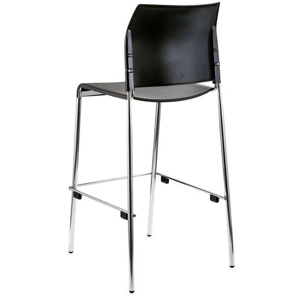 Best Sale 👏 National Public Seating 8810B-11-10 Cafetorium 44 5/8" Black Stackable Bar Stool With Plastic Seat And Back 👏 - Image 2