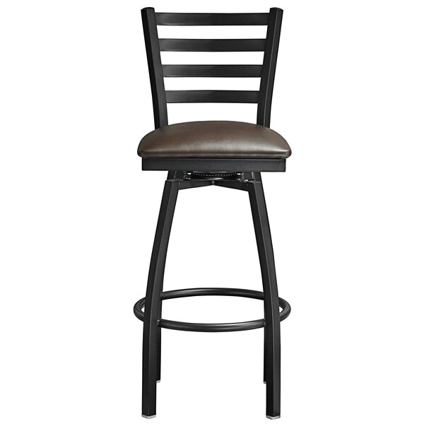 Lancaster Table & Seating Black Top Frame Ladder Back Swivel Bar Height Chair with Dark Brown Padded Seat Brand new ❤️ Lancaster Table & Seating Black Top Frame Ladder Back Swivel Bar Height Chair With Dark Brown Padded Seat ???? -Lancaster Shop unnamed file 222