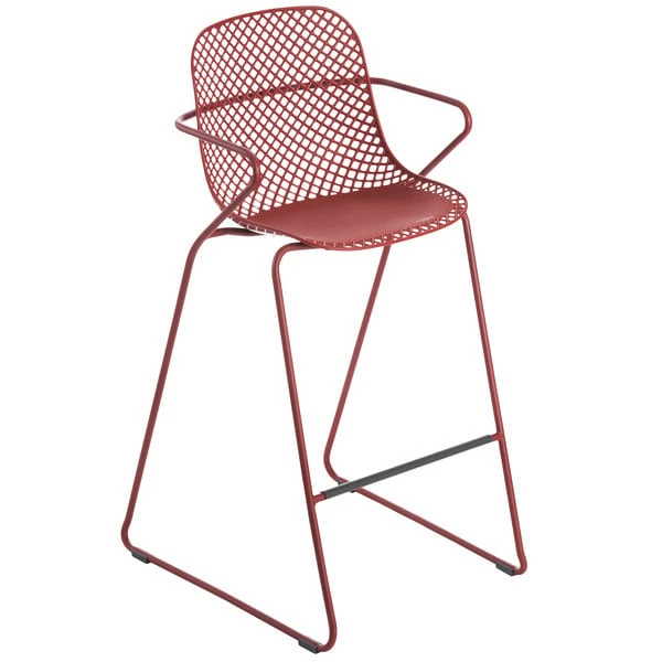 Hot Sale โค๏ธ Grosfillex US139712 Ramatuelle '73 Rouge Bossa Nova Stackable Indoor / Outdoor Barstool - 2/Pack ๐