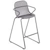 Outlet 😍 Grosfillex US139713 Ramatuelle '73 Gris Pavement Stackable Indoor / Outdoor Barstool - 2/Pack 🧨
