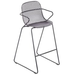 Outlet ???? Grosfillex US139713 Ramatuelle '73 Gris Pavement Stackable Indoor / Outdoor Barstool - 2/Pack ????