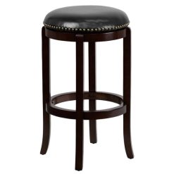 Buy ???? Flash Furniture TA-68929-CA-GG Cappuccino Wood Bar Height Stool With Black Leather Swivel Seat ????