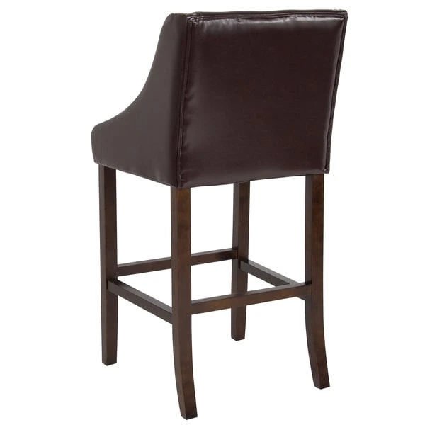 Budget 🌟 Flash Furniture CH-182020-30-BN-GG Carmel Series Brown Leather Bar Stool With Walnut Frame And Nail Trim Accent 🤩 - Image 2