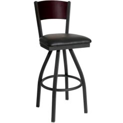 Buy ???? BFM Seating 2150SBLV-MHSB Dale Sand Black Metal Swivel Bar Height Chair With Mahogany Finish Wooden Back And 2" Black Vinyl Seat ????