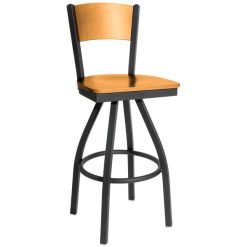 Cheapest ✨ BFM Seating 2150SNTW-NTSB Dale Sand Black Metal Swivel Bar Height Chair With Natural Finish Wooden Back And Seat ????