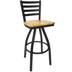 Flash Sale ⌛ BFM Seating 2160SNTW-SB Lima Sand Black Steel Bar Height Chair With Natural Wood Swivel Seat ????