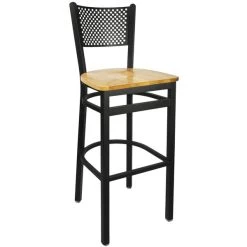 New 💯 BFM Seating 2161BNTW-SB Polk Sand Black Metal Bar Height Chair With Natural Seat 🎁