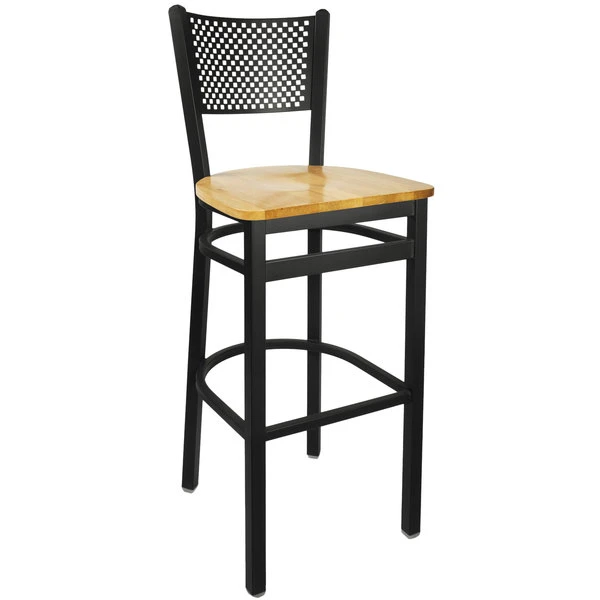 New 💯 BFM Seating 2161BNTW-SB Polk Sand Black Metal Bar Height Chair With Natural Seat 🎁