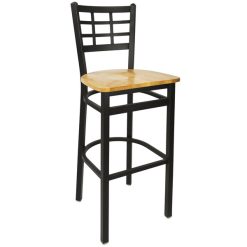 Best Sale ???? BFM Seating 2163BNTW-SB Marietta Sand Black Metal Bar Height Chair With Natural Wood Seat ????