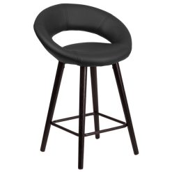 Hot Sale ???? Flash Furniture CH-152551-BK-VY-GG Kelsey Series Cappuccino Wood Counter Height Stool With Black Vinyl Seat ????
