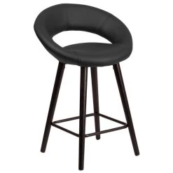 Hot Sale 👍 Flash Furniture CH-152551-BK-VY-GG Kelsey Series Cappuccino Wood Counter Height Stool With Black Vinyl Seat 🎉