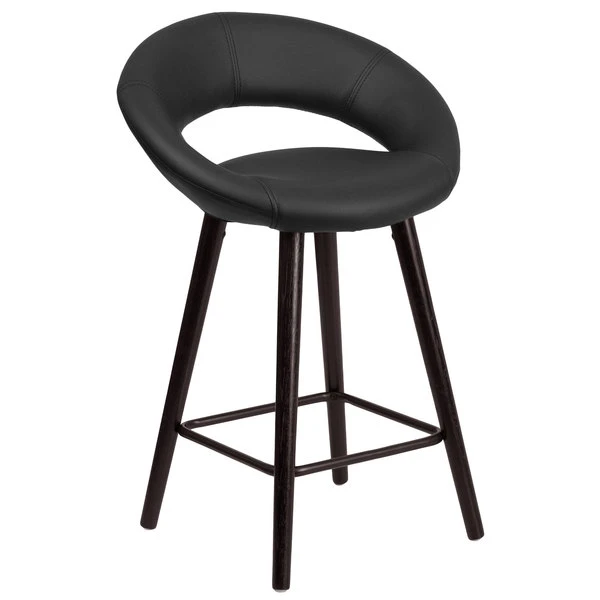 Hot Sale ๐ Flash Furniture CH-152551-BK-VY-GG Kelsey Series Cappuccino Wood Counter Height Stool With Black Vinyl Seat ๐