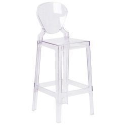 Brand new ???? Flash Furniture OW-TEARBACK-29-GG Ghost Transparent Polycarbonate Outdoor / Indoor Bar Height Stool With Tear Back ????
