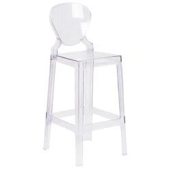 Brand new 🔥 Flash Furniture OW-TEARBACK-29-GG Ghost Transparent Polycarbonate Outdoor / Indoor Bar Height Stool With Tear Back 🔥