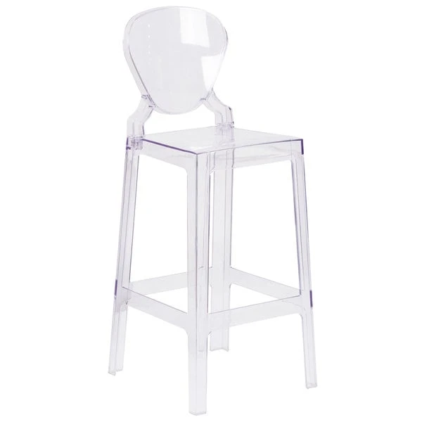 Brand new ๐ฅ Flash Furniture OW-TEARBACK-29-GG Ghost Transparent Polycarbonate Outdoor / Indoor Bar Height Stool With Tear Back ๐ฅ