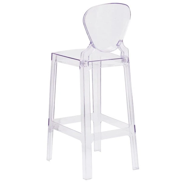 Brand new ๐ฅ Flash Furniture OW-TEARBACK-29-GG Ghost Transparent Polycarbonate Outdoor / Indoor Bar Height Stool With Tear Back ๐ฅ - Image 2