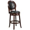Best Pirce ???? Flash Furniture TA-550130-CA-GG Cappuccino Wood Bar Height Oval Back Stool With Black Leather Swivel Seat ❤️
