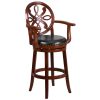 Outlet ???? Flash Furniture TA-550230-CHY-GG Cherry Wood Bar Height Designer Back Stool With Black Leather Swivel Seat ???? -Lancaster Shop unnamed file 2286