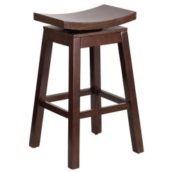 Promo ???? Flash Furniture TA-SADDLE-1-GG Cappuccino Wood Bar Height Stool With Auto Swivel Seat ????
