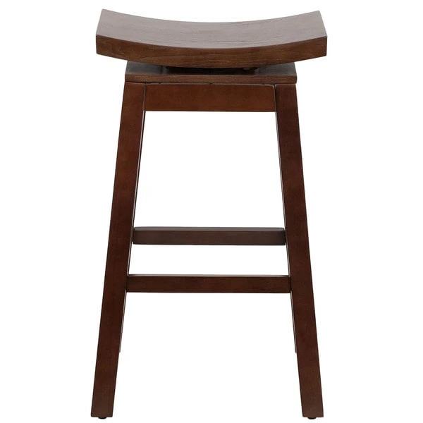 Promo 😉 Flash Furniture TA-SADDLE-1-GG Cappuccino Wood Bar Height Stool With Auto Swivel Seat 🥰 - Image 2