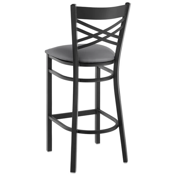 Promo ๐งจ Lancaster Table & Seating Black Cross Back Bar Height Chair With Dark Gray Padded Seat ๐ - Image 3