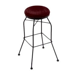 Promo ⌛ Holland Bar Stool 302030BWDCOak Black Wrinkle Steel Bar Height Swivel Stool With Dark Cherry Oak Wood Seat ✨