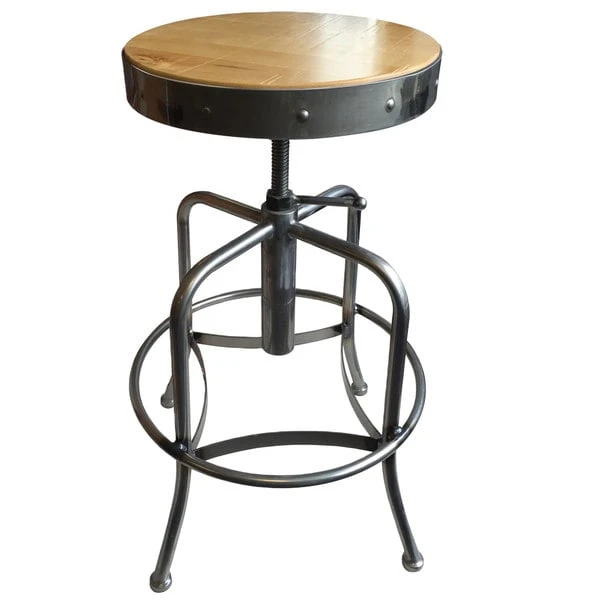 Budget ๐ Holland Bar Stool 910CLNAT Clear ๐งฅ Coat Steel Height Adjustable Stool With Natural Finish Seat ๐