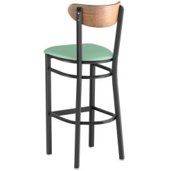 New ✔️ LT&S Boomerang Series Lancaster Table & Seating Boomerang Bar Height Black Chair With Seafoam Vinyl Seat And Vintage Wood Back ???? -Lancaster Shop unnamed file 2342