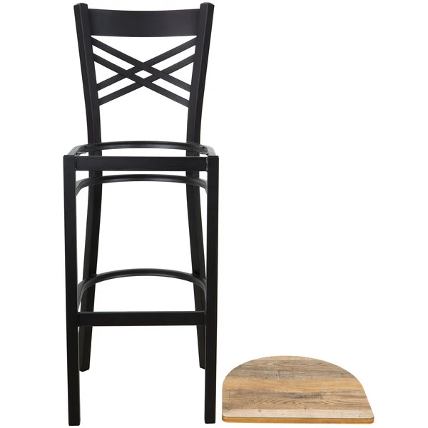 Deals ๐คฉ Lancaster Table & Seating Black Cross Back Bar Height Chair With Driftwood Seat ๐ - Image 4