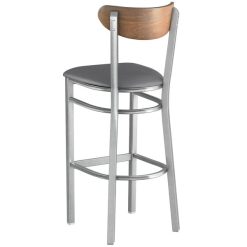 Cheap ???? LT&S Boomerang Series Lancaster Table & Seating Boomerang Bar Height Clear ???? Coat Chair With Dark Gray Vinyl Seat And Vintage Wood Back ???? -Lancaster Shop unnamed file 2354