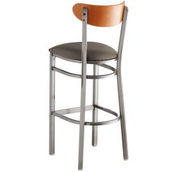 Brand new ???? LT&S Boomerang Series Lancaster Table & Seating Boomerang Bar Height Clear ???? Coat Chair With Taupe Vinyl Seat And Cherry Back ???? -Lancaster Shop unnamed file 2369