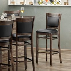 Wholesale ???? Lancaster Table & Seating Sofia Vintage Finish Upholstered Back Bar Height Chair With Black Padded Seat ????