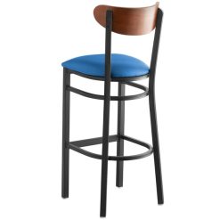 Cheapest ???? LT&S Boomerang Series Lancaster Table & Seating Boomerang Bar Height Black Chair With Blue Vinyl Seat And Antique Walnut Back ???? -Lancaster Shop unnamed file 2382