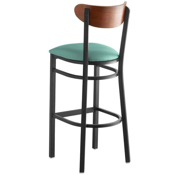 Top 10 💯 LT&S Boomerang Series Lancaster Table & Seating Boomerang Bar Height Black Chair With Seafoam Vinyl Seat And Antique Walnut Back ❤️ - Image 3