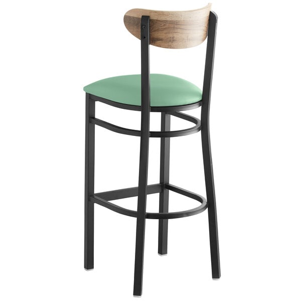 Lancaster Table & Seating Boomerang Bar Height Black Chair with Seafoam Vinyl Seat and Driftwood Back Best deal ???? LT&S Boomerang Series Lancaster Table & Seating Boomerang Bar Height Black Chair With Seafoam Vinyl Seat And Driftwood Back ???? -Lancaster Shop unnamed file 2391