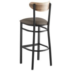 New ???? LT&S Boomerang Series Lancaster Table & Seating Boomerang Bar Height Black Chair With Taupe Vinyl Seat And Driftwood Back ✨ -Lancaster Shop unnamed file 2394