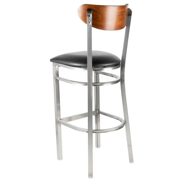 Best reviews of 😍 LT&S Boomerang Series Lancaster Table & Seating Boomerang Bar Height Clear 🧥 Coat Chair With Black Vinyl Seat And Antique Walnut Back 💯 - Image 3