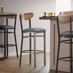 Best Pirce ???? LT&S Boomerang Series Lancaster Table & Seating Boomerang Bar Height Clear ???? Coat Chair With Dark Gray Vinyl Seat And Driftwood Back ????