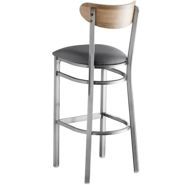 Best Pirce ๐ LT&S Boomerang Series Lancaster Table & Seating Boomerang Bar Height Clear ๐งฅ Coat Chair With Dark Gray Vinyl Seat And Driftwood Back ๐คฉ - Image 3