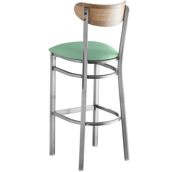 Budget ๐ LT&S Boomerang Series Lancaster Table & Seating Boomerang Bar Height Clear ๐งฅ Coat Chair With Seafoam Vinyl Seat And Driftwood Back ๐ - Image 3