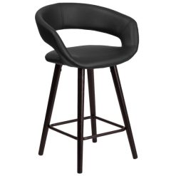 Brand new ???? Flash Furniture CH-152561-BK-VY-GG Brynn Series Cappuccino Wood Counter Height Stool With Black Vinyl Seat ✨