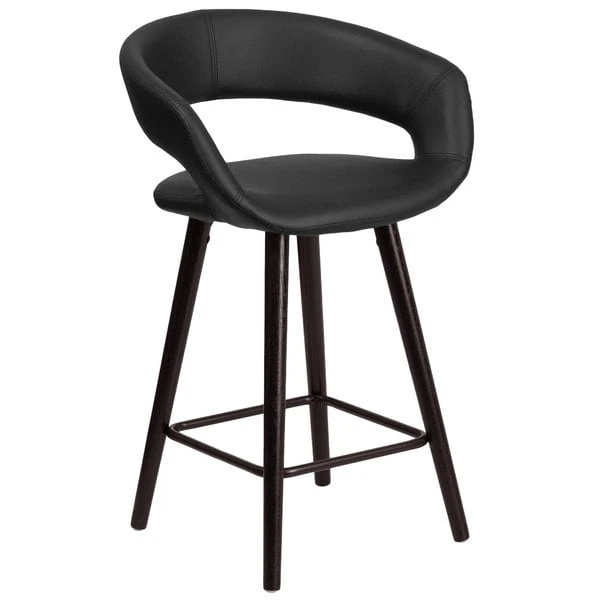 Brand new ๐ฅ Flash Furniture CH-152561-BK-VY-GG Brynn Series Cappuccino Wood Counter Height Stool With Black Vinyl Seat โจ