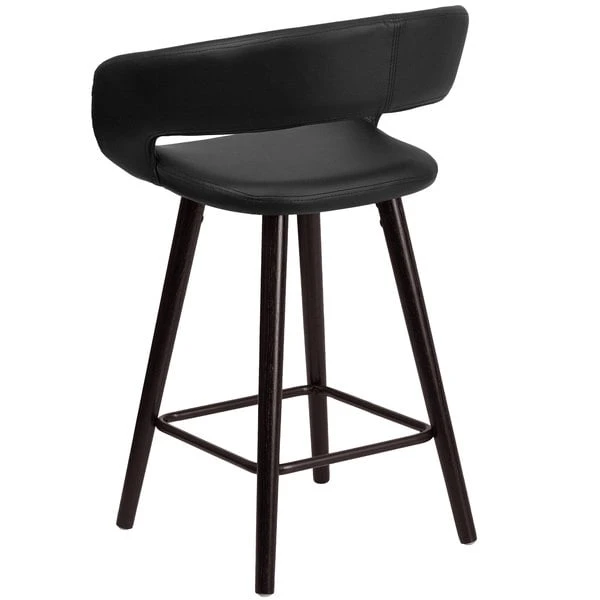 Brand new ๐ฅ Flash Furniture CH-152561-BK-VY-GG Brynn Series Cappuccino Wood Counter Height Stool With Black Vinyl Seat โจ - Image 2