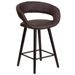 Best Sale ???? Flash Furniture CH-152561-BRN-VY-GG Brynn Series Cappuccino Wood Counter Height Stool With Brown Vinyl Seat ❤️