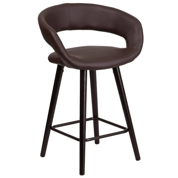 Best Sale ๐ Flash Furniture CH-152561-BRN-VY-GG Brynn Series Cappuccino Wood Counter Height Stool With Brown Vinyl Seat โค๏ธ