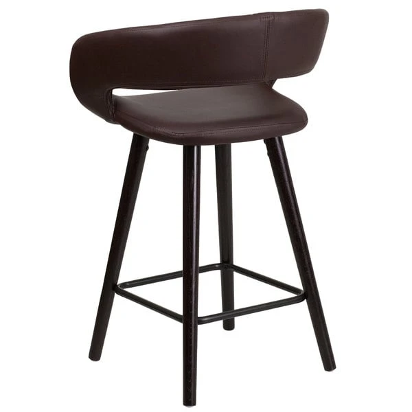 Best Sale ๐ Flash Furniture CH-152561-BRN-VY-GG Brynn Series Cappuccino Wood Counter Height Stool With Brown Vinyl Seat โค๏ธ - Image 2