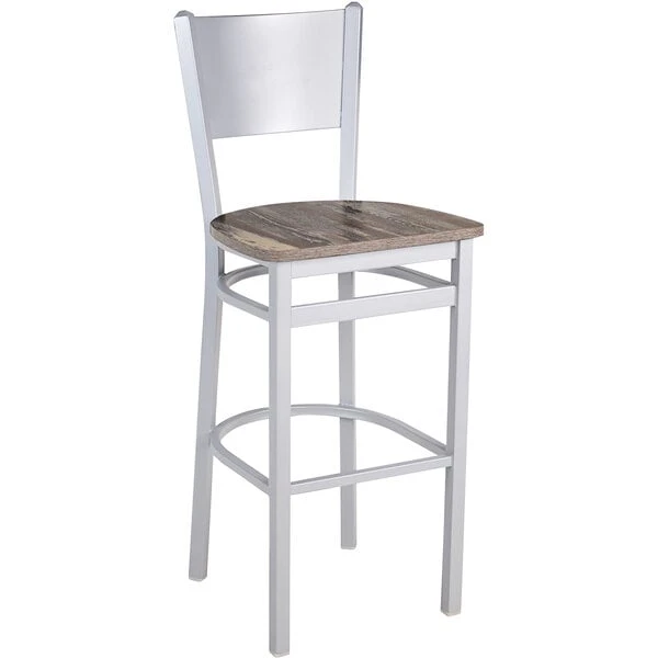 Outlet ๐ BFM Seating 2140BFHR-SM Axel Silver Mist Steel Solid Back Barstool With Relic Farm House Melamine Seat ๐